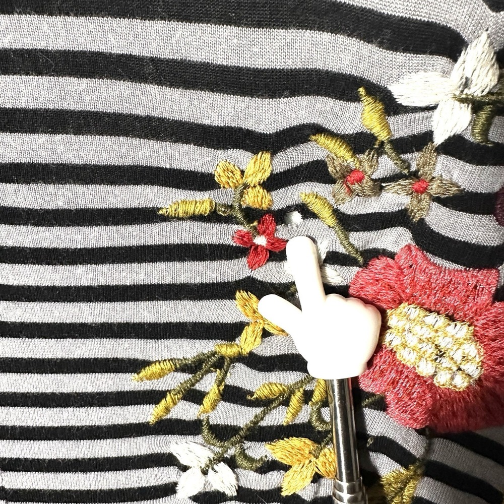 Soft Surroundings‎ XL Stripe Embroidered Floral Tunic Top Sharkbite Lagenlook - Picture 12 of 12